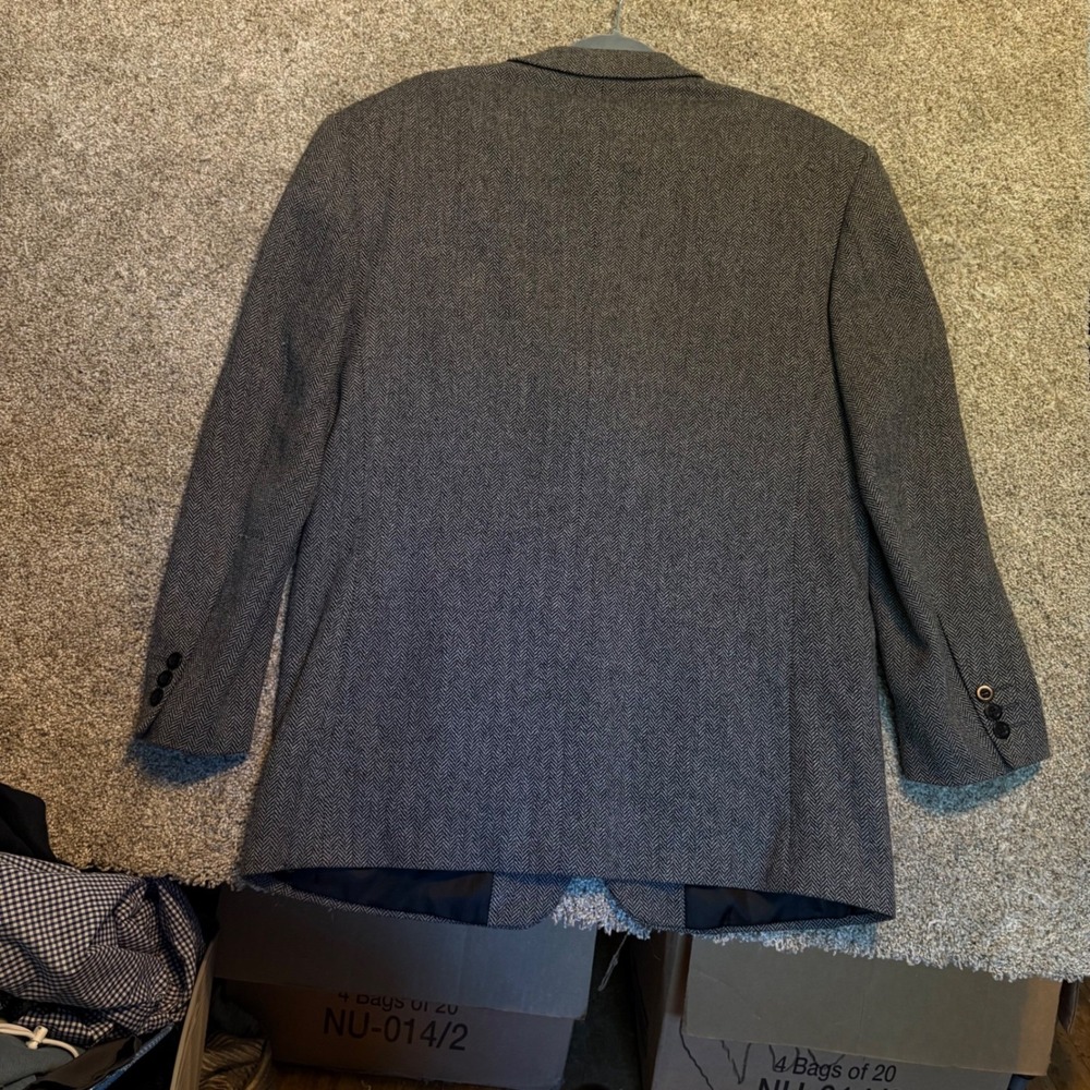 Today's Man Sport Coat Mens 40R Grey Herringbone 3-Button Blazer Jacket